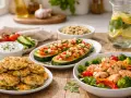 Pyszne placki, faszerowana cukinia, łosoś z warzywami i orzeźwiająca lemoniada. Idealne menu na kolację!