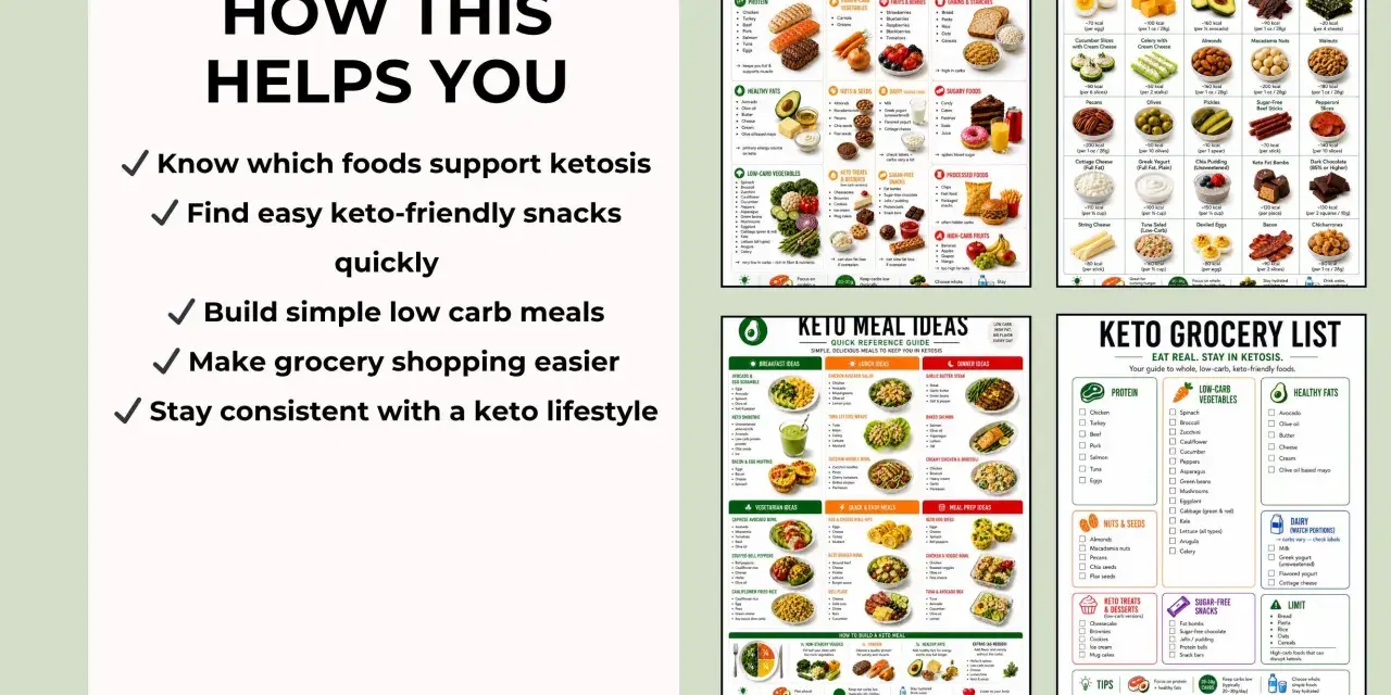 Przewodnik po żywności keto: jak wejść w ketozę, lista przekąsek, posiłków i produktów.