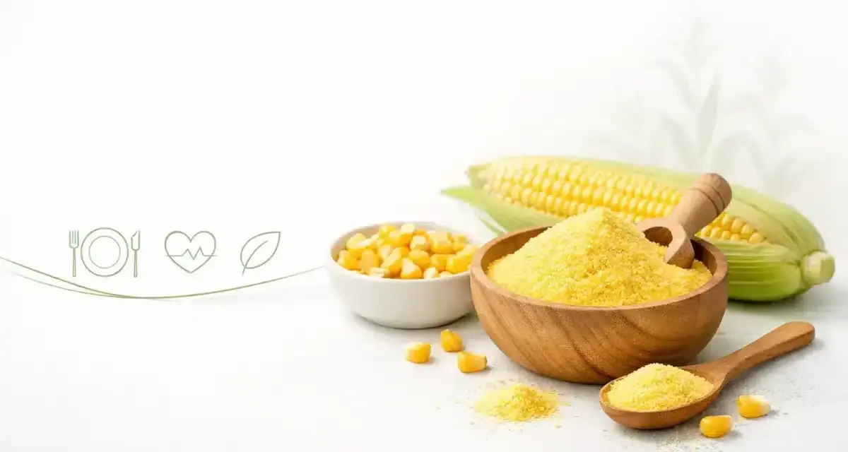 Mąka kukurydziana, ziarna i kolby kukurydzy. Odpowiedź na pytanie: czy mąka kukurydziana ma gluten? Nie, jest bezglutenowa.