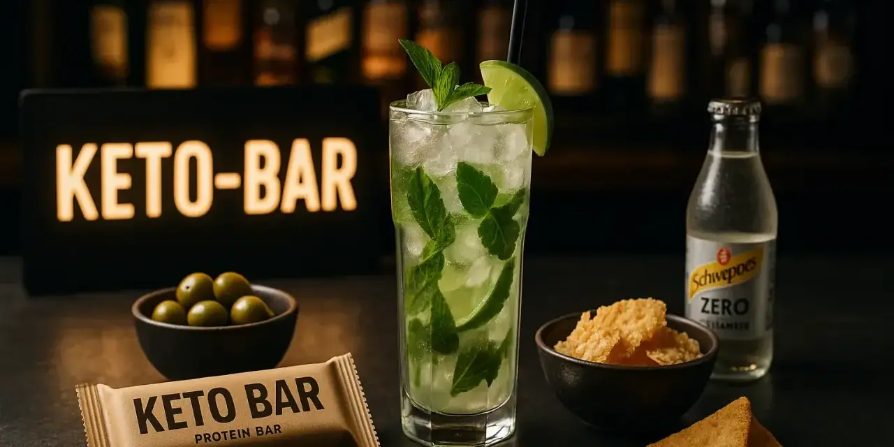 Keto-bar z napojem i przekąskami. Idealny alkohol na keto, gdy chcesz się zrelaksować.