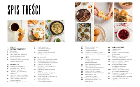 Spis treści z przepisami na comfort food: od śniadań po dania główne, zupy i przekąski.