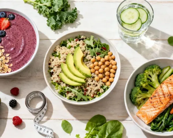 Zdrowe posiłki: smoothie bowl, sałatka z ciecierzycą i awokado, łosoś z warzywami. Czy sól jest zdrowa? Zależy od ilości!