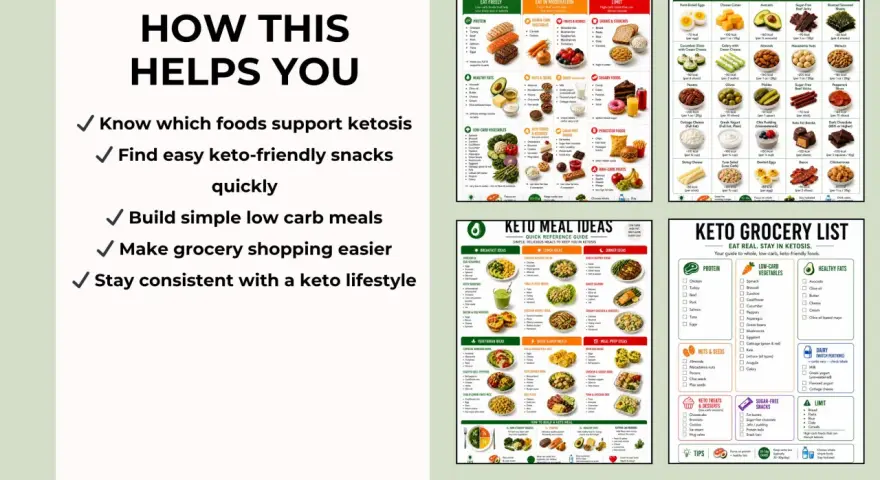 Przewodnik po żywności keto: jak wejść w ketozę, lista przekąsek, posiłków i produktów.