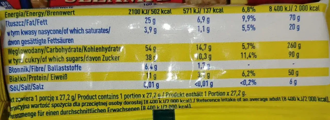 Tabela wartości odżywczych sezamków: 25g tłuszczu, 54g węglowodanów, 6,4g błonnika, 11g białka. Czy sezamki są zdrowe? Zależy od ilości!
